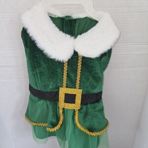 Pets Green Elf Costume with Gold Accents